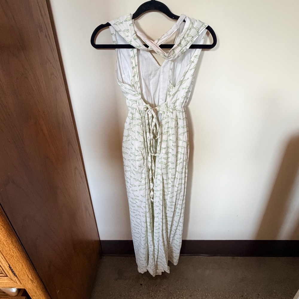 A new day summer maxi dress sardine print white and green XL - Picture 4 of 6